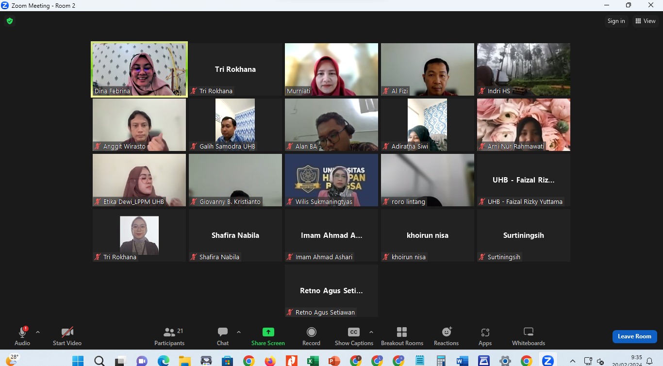 Rapat Persamaan Persepsi Daftar Tilik dalam rangka Persiapan Audit Mutu Akademik Internal (AMAI) UHB T.A. 2022/2023